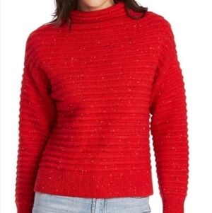 Nordstrom Court & Rowe Red Ottoman Speckled Mock Neck Sweater M